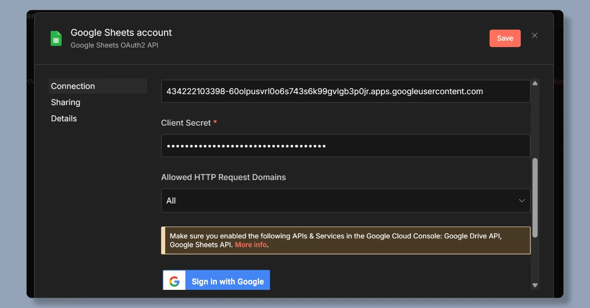 4 步驟,讓 n8n 成功讀取 Google Sheets 26 n8ngooglesheets25