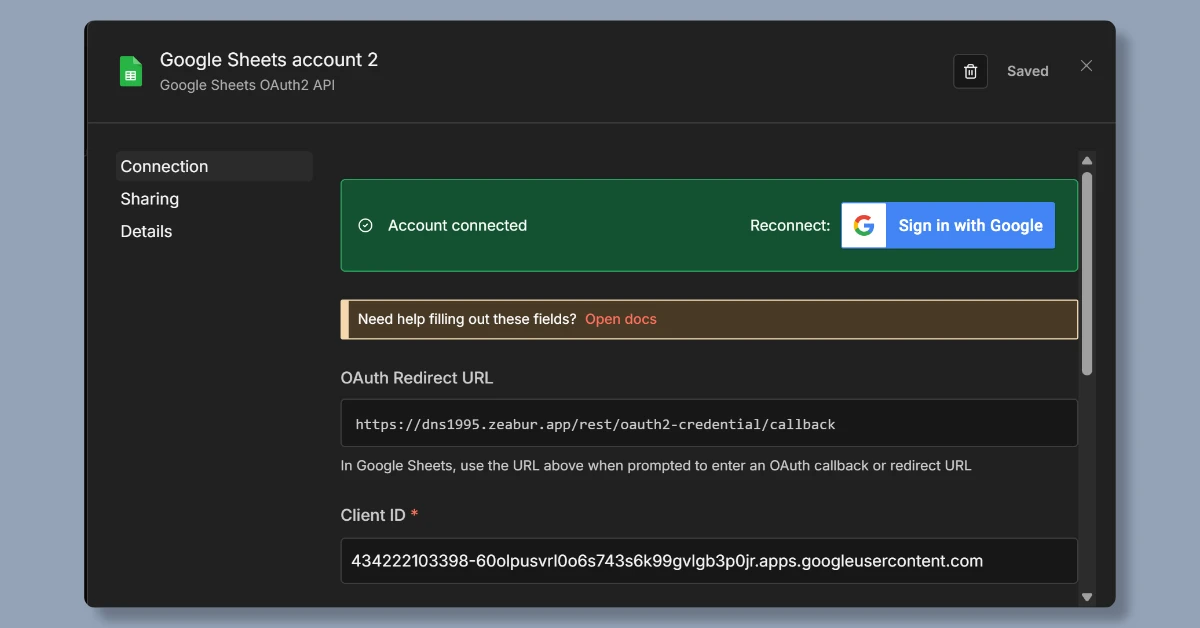 4 步驟,讓 n8n 成功讀取 Google Sheets 30 n8ngooglesheets29